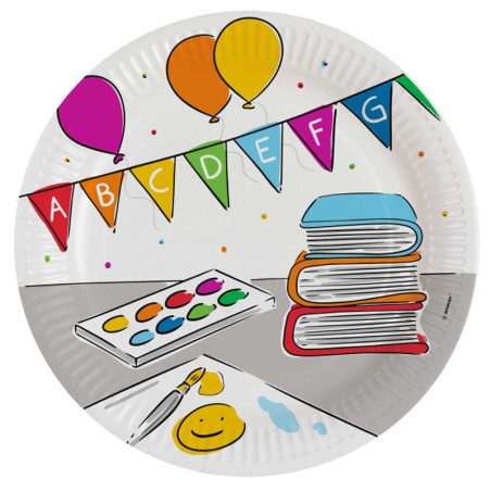Piatto di Carta 23cm Rientro a Scuola "School Start" 8pz Rientro a Scuola