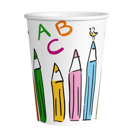 Bicchiere di Carta 250ml del Rientro a Scuola "School Start" 8pz Rientro a Scuola