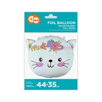 Palloncino in Foil 17" Junior Shape Gatto Corona di Fiori Animali (Fattoria e Domestici)