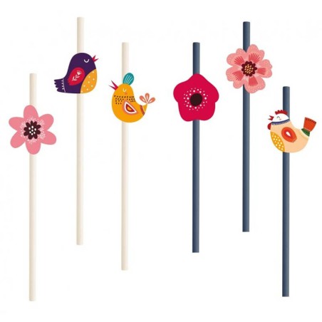 Cannuccia di Carta Fantasia di Fiori "Summer" 6pz Fantasia di Fiori