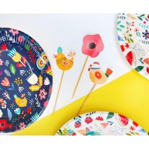 Picks Sagomati Fiori e Uccellini "Summer" 6pz Fantasia di Fiori