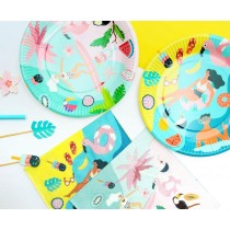 Piatto di Carta 18cm Tema Estate "Let's Party" 6pz Estate "Summer"
