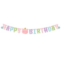 Festone Happy Birthday Gatto Rosa "Cat Princess" 2mt Coordinati Tavola Maverick