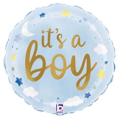 Palloncino in Foil 9" Mini Shape Nascita Celeste "It's a Boy" Nascita e Battesimo Grabo