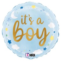 Palloncino in Foil 18" Nascita Celeste "It's a Boy" Nascita e Battesimo Grabo