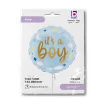 Palloncino in Foil 18" Nascita Celeste "It's a Boy" Nascita e Battesimo Grabo