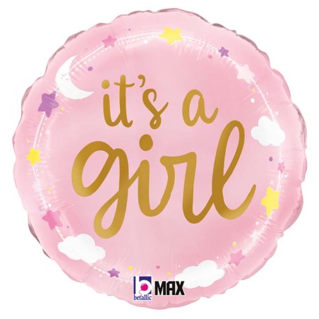 Palloncino in Foil 18" Nascita Rosa "It's a Girl" Nascita e Battesimo Grabo