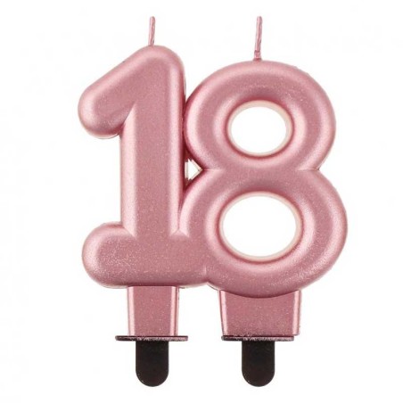 Candelina 8cm Rose Gold Metallizzato N.18 Candeline Numeri