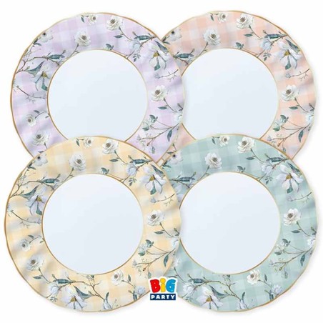 Piatto di Carta 25cm Floreale Assortito "Floral Vichy" 8pz Floral Vichy
