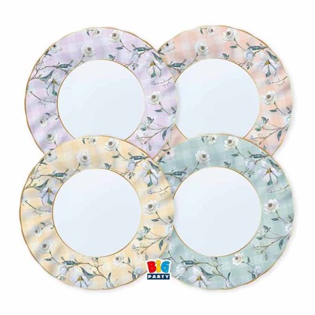 Piatto di Carta 20cm Floreale Assortito "Floral Vichy" 8pz Floral Vichy
