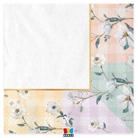 Tovagliolo di Carta 33x33cm Floreale "Floral Vichy" 16pz Floral Vichy