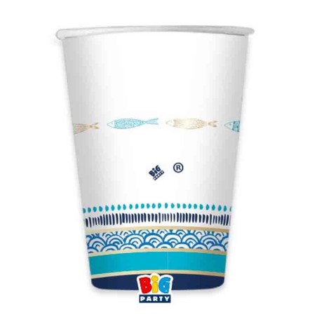 Bicchiere di Carta 200ml Pesci e Mare "Marine" 8pz Marine