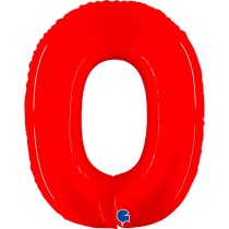 Palloncino in Foil 40" Numero 0 Rosso Fluo "Red" Numeri Grandi Rosso