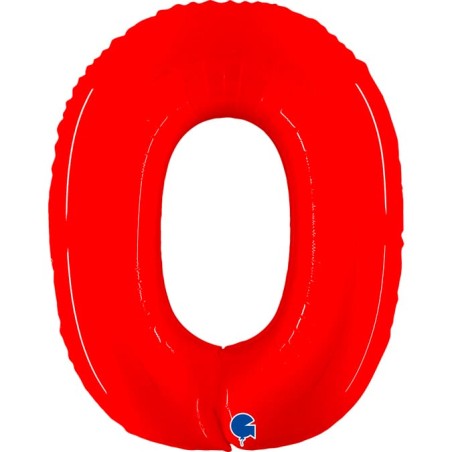 Palloncino in Foil 40" Numero 0 Rosso Fluo "Red" Numeri Grandi Rosso