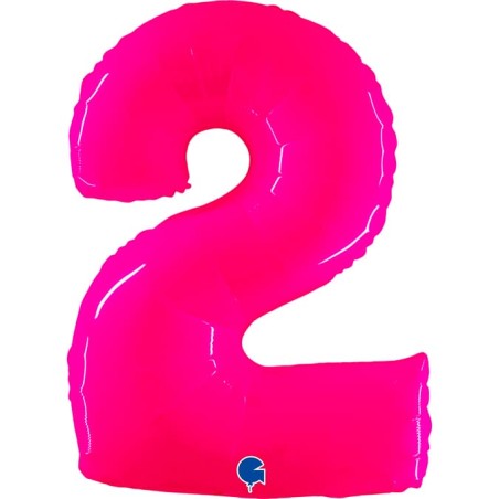 Palloncino in Foil 40" Numero 2 Fucsia Fluo Numeri 40" Fucsia Fluo "Pink Fluo"
