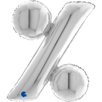 Palloncino in Foil 40" Lettera "%" grande Argento Simboli Grandi 40"