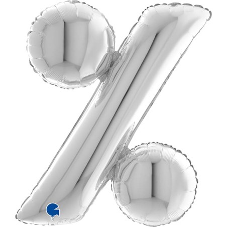 Palloncino in Foil 40" Lettera "%" grande Argento Simboli Grandi 40"