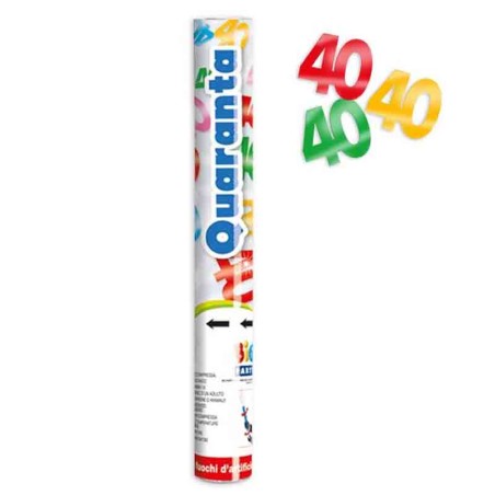 Cannon Sparacoriandoli N.40 Metallizzato Colori Assortiti Accessori e Palloncini 40° Compleanno