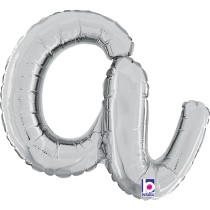 Palloncino in Foil 14" Lettera A Corsivo Argento "Script Silver" Lettere Corsivo 14" Argento