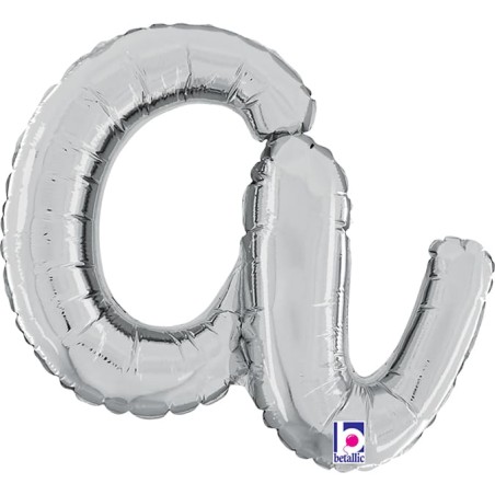 Palloncino in Foil 14" Lettera A Corsivo Argento "Script Silver" Lettere Corsivo 14" Argento