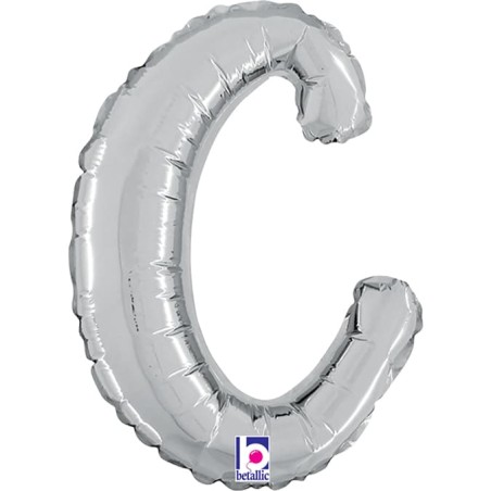 Palloncino in Foil 14" Lettera C Corsivo Argento "Script Silver" Lettere Corsivo 14" Argento