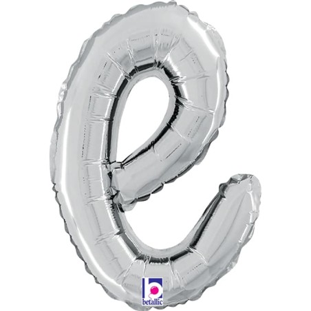 Palloncino in Foil 14" Lettera E Corsivo Argento "Script Silver" Lettere Corsivo 14" Argento