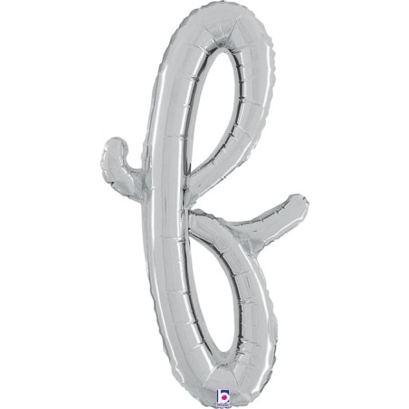Palloncino in Foil 24" Lettera F Corsivo Argento "Script Silver" Lettere Corsivo 14" Argento