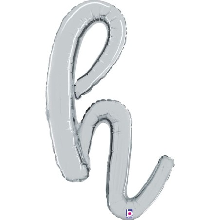 Palloncino in Foil 24" Lettera H Corsivo Argento "Script Silver" Lettere Corsivo 14" Argento