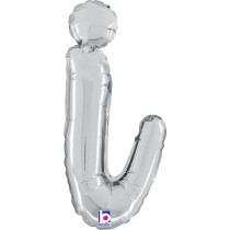 Palloncino in Foil 14" Lettera I Corsivo Argento "Script Silver" Lettere Corsivo 14" Argento