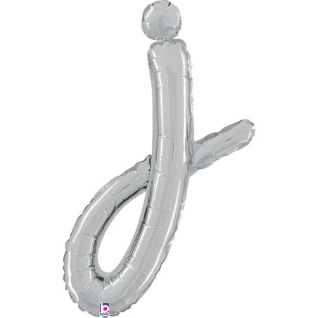 Palloncino in Foil 24" Lettera J Corsivo Argento "Script Silver" Lettere Corsivo 14" Argento