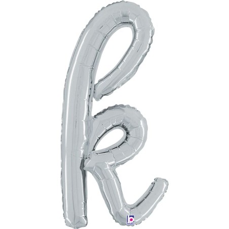 Palloncino in Foil 24" Lettera K Corsivo Argento "Script Silver" Lettere Corsivo 14" Argento