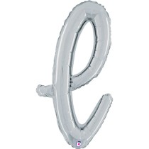 Palloncino in Foil 24" Lettera L Corsivo Argento "Script Silver" Lettere Corsivo 14" Argento