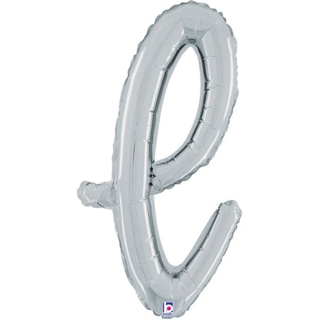 Palloncino in Foil 24" Lettera L Corsivo Argento "Script Silver" Lettere Corsivo 14" Argento