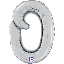 Palloncino in Foil 14" Lettera O Corsivo Argento "Script Silver" Lettere Corsivo 14" Argento