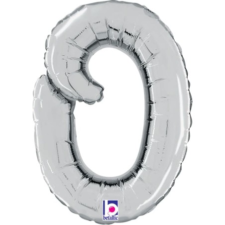 Palloncino in Foil 14" Lettera O Corsivo Argento "Script Silver" Lettere Corsivo 14" Argento