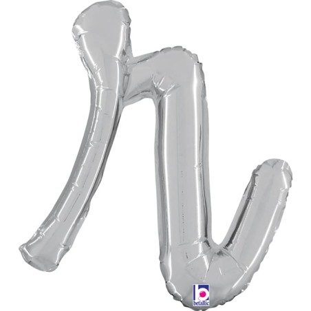 Palloncino in Foil 14" Lettera R Corsivo Argento "Script Silver" Lettere Corsivo 14" Argento