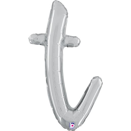 Palloncino in Foil 24" Lettera T Corsivo Argento "Script Silver" Lettere Corsivo 14" Argento