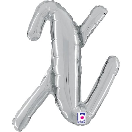 Palloncino in Foil 14" Lettera X Corsivo Argento "Script Silver" Lettere Corsivo 14" Argento