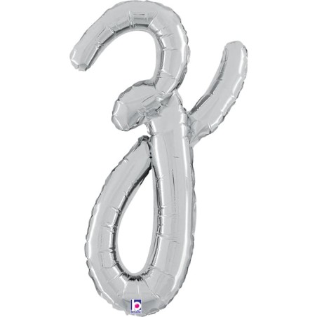 Palloncino in Foil 24" Lettera Z Corsivo Argento "Script Silver" Lettere Corsivo 14" Argento