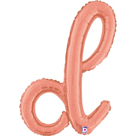 Palloncino in Foil 24" Lettera D Corsivo Rose Gold "Script Rose Gold" Lettere Corsivo 14" Rose Gold