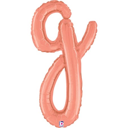 Palloncino in Foil 24" Lettera G Corsivo Rose Gold "Script Rose Gold" Lettere Corsivo 14" Rose Gold