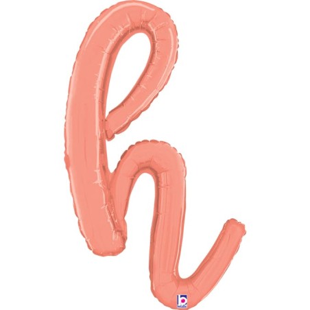 Palloncino in Foil 24" Lettera H Corsivo Rose Gold "Script Rose Gold" Lettere Corsivo 14" Rose Gold