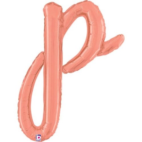 Palloncino in Foil 24" Lettera P Corsivo Rose Gold "Script Rose Gold" Lettere Corsivo 14" Rose Gold