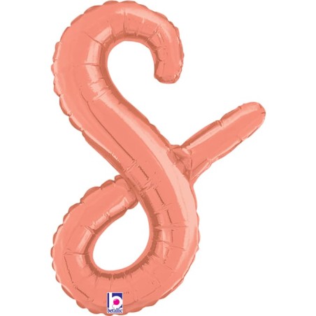 Palloncino in Foil 14" Lettera S Corsivo Rose Gold "Script Rose Gold" Lettere Corsivo 14" Rose Gold