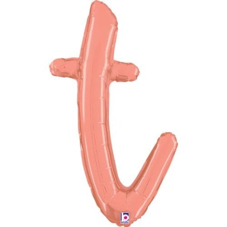 Palloncino in Foil 24" Lettera T Corsivo Rose Gold "Script Rose Gold" Lettere Corsivo 14" Rose Gold