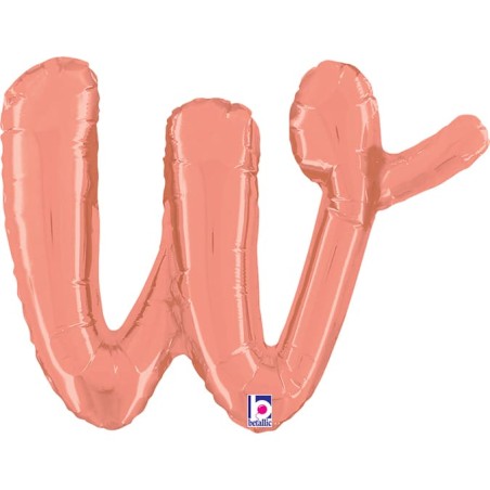 Palloncino in Foil 14" Lettera W Corsivo Rose Gold "Script Rose Gold" Lettere Corsivo 14" Rose Gold