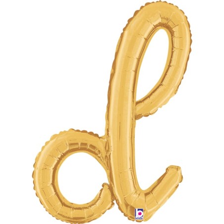 Palloncino in Foil 24" Lettera D Corsivo Oro "Script Gold" Lettere Corsivo 14" Oro "Gold"