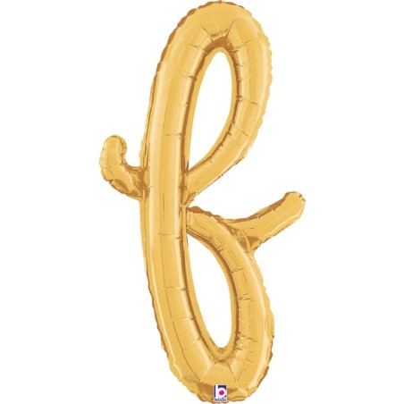 Palloncino in Foil 24" Lettera F Corsivo Oro "Script Gold" Lettere Corsivo 14" Oro "Gold"