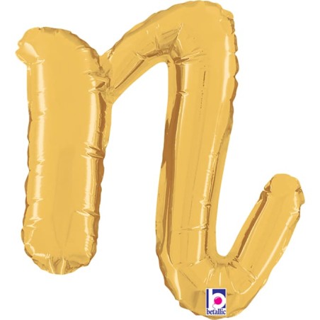 Palloncino in Foil 14" Lettera N Corsivo Oro "Script Gold" Lettere Corsivo 14" Oro "Gold"