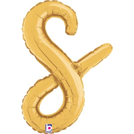 Palloncino in Foil 14" Lettera S Corsivo Oro "Script Gold" Lettere Corsivo 14" Oro "Gold"